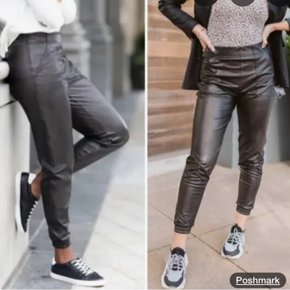 SPANX Black Leather like jogger - LIKE NEW